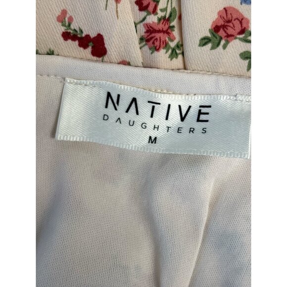 Native Daughters Cream Floral Mini Dress | Cottagecore Puff Sleeve Smocked Cuffs - Picture 5 of 8